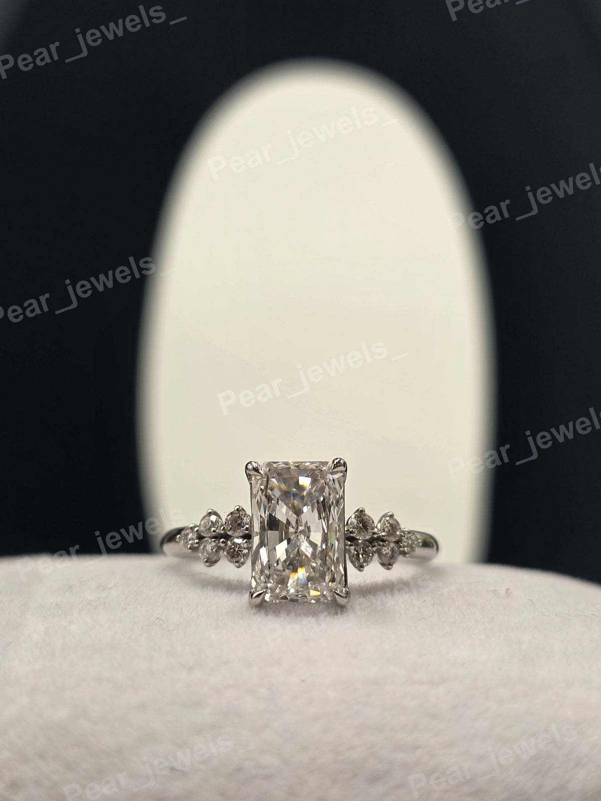 2.47 Ct Radiant Cut VVS Moissanite Diamond 925 Sterling Silver Engagement Ring