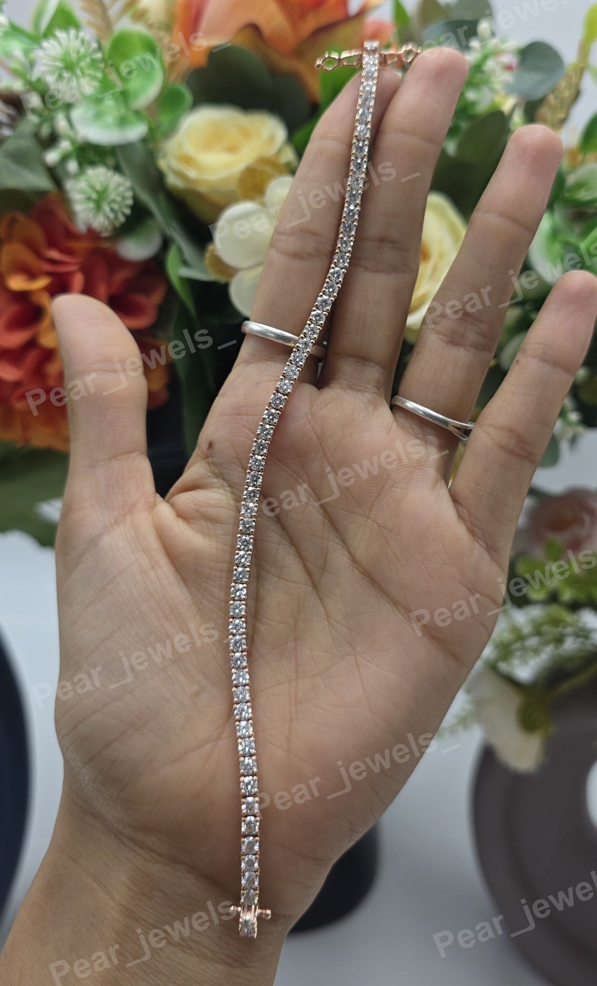 Round Cut VVS Moissanite 925 Sterling Silver Tennis Bracelet for Unisex Party Wear
