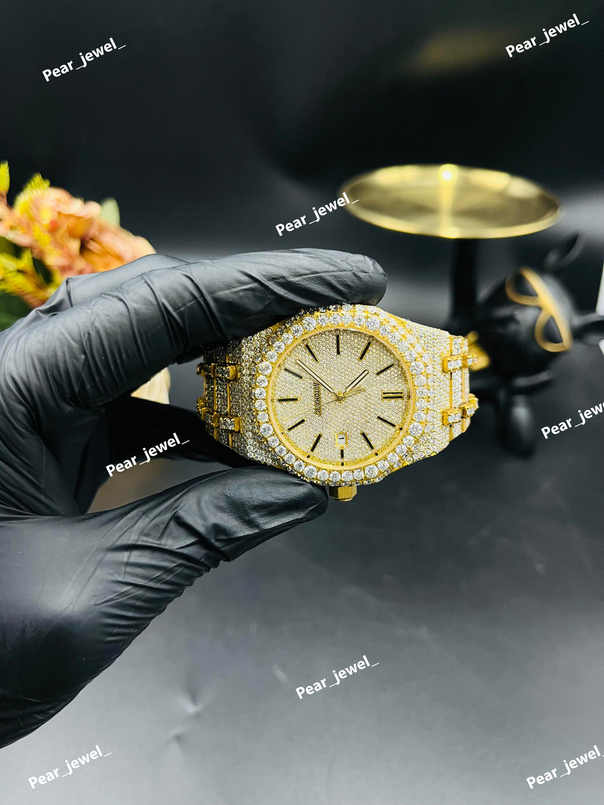 Iced Out Automatic Watch Stainless Steel VVS Moissanite Diamond