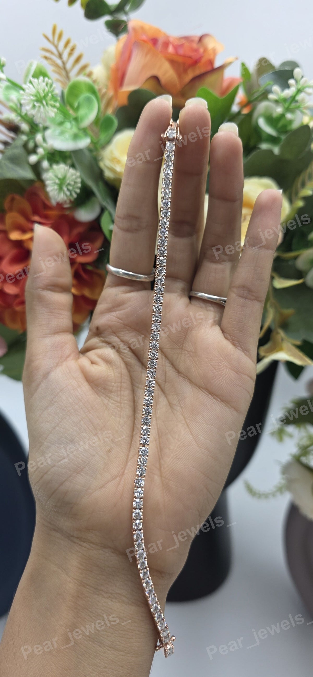 Round Cut VVS Moissanite 925 Sterling Silver Tennis Bracelet for Unisex Party Wear