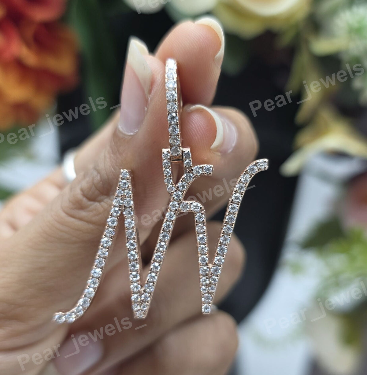 Iced Out 925 Sterling Silver Custom Letter VVS Moissanite Diamond Pendant For Unisex Party Wear
