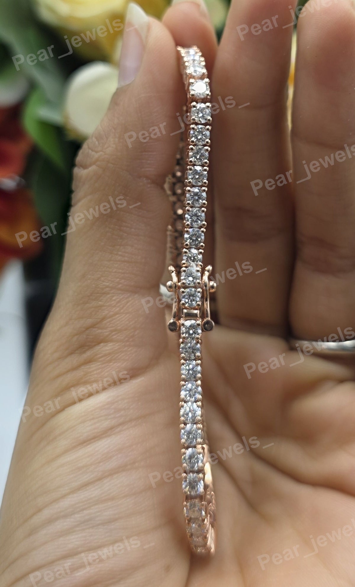 Round Cut VVS Moissanite 925 Sterling Silver Tennis Bracelet for Unisex Party Wear