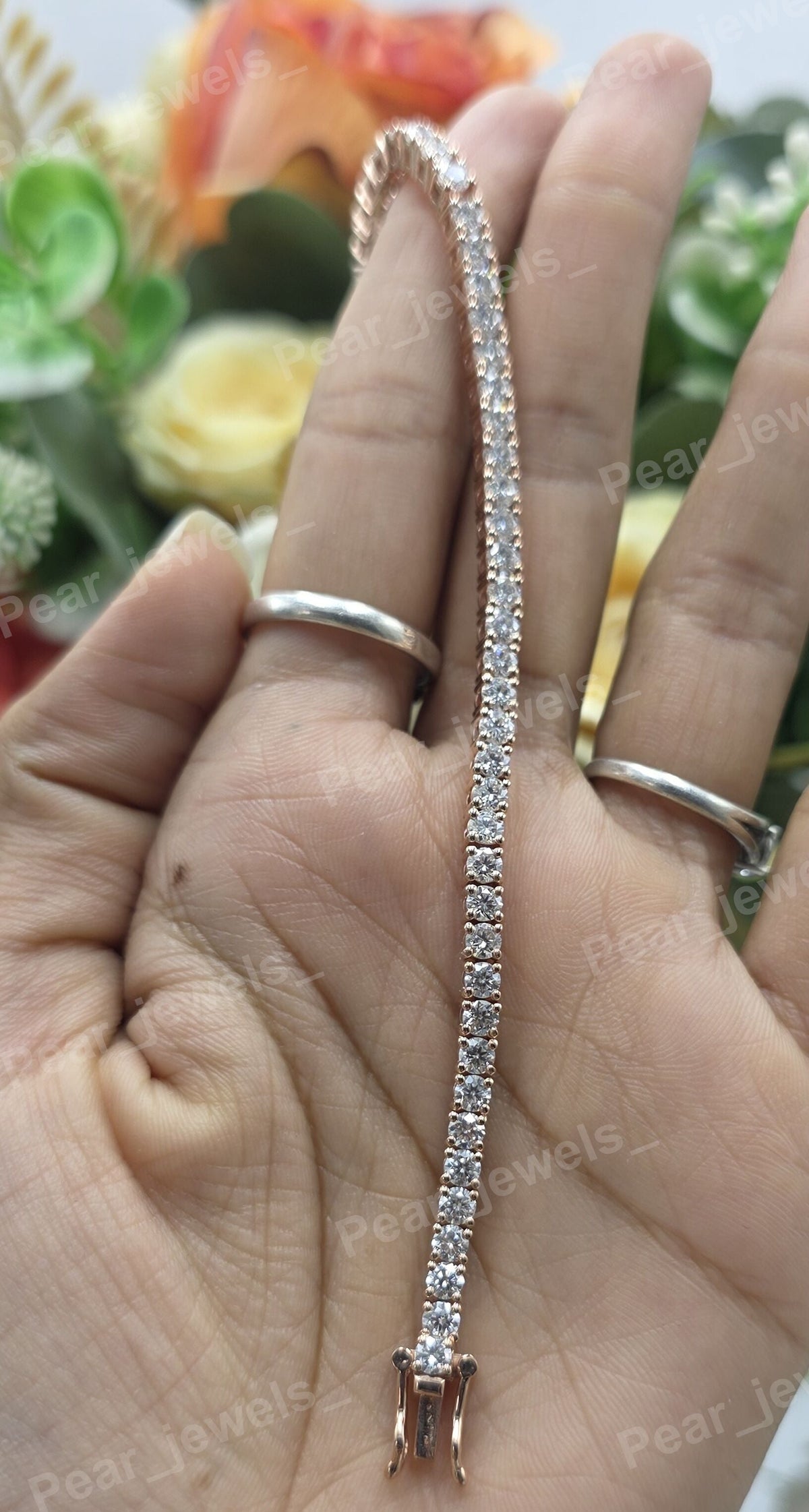 Round Cut VVS Moissanite 925 Sterling Silver Tennis Bracelet for Unisex Party Wear