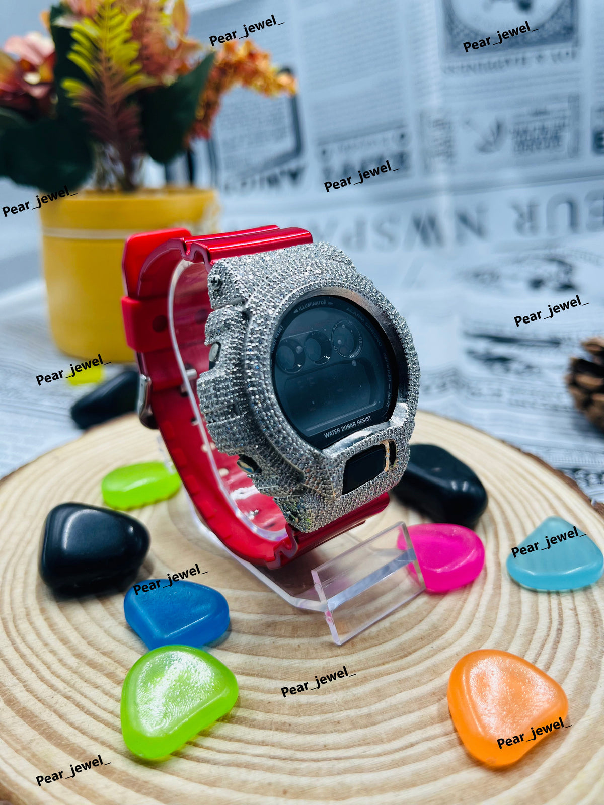 Iced Out Digital Watch Moissanite Diamond Look Bezel Luxury Street Style