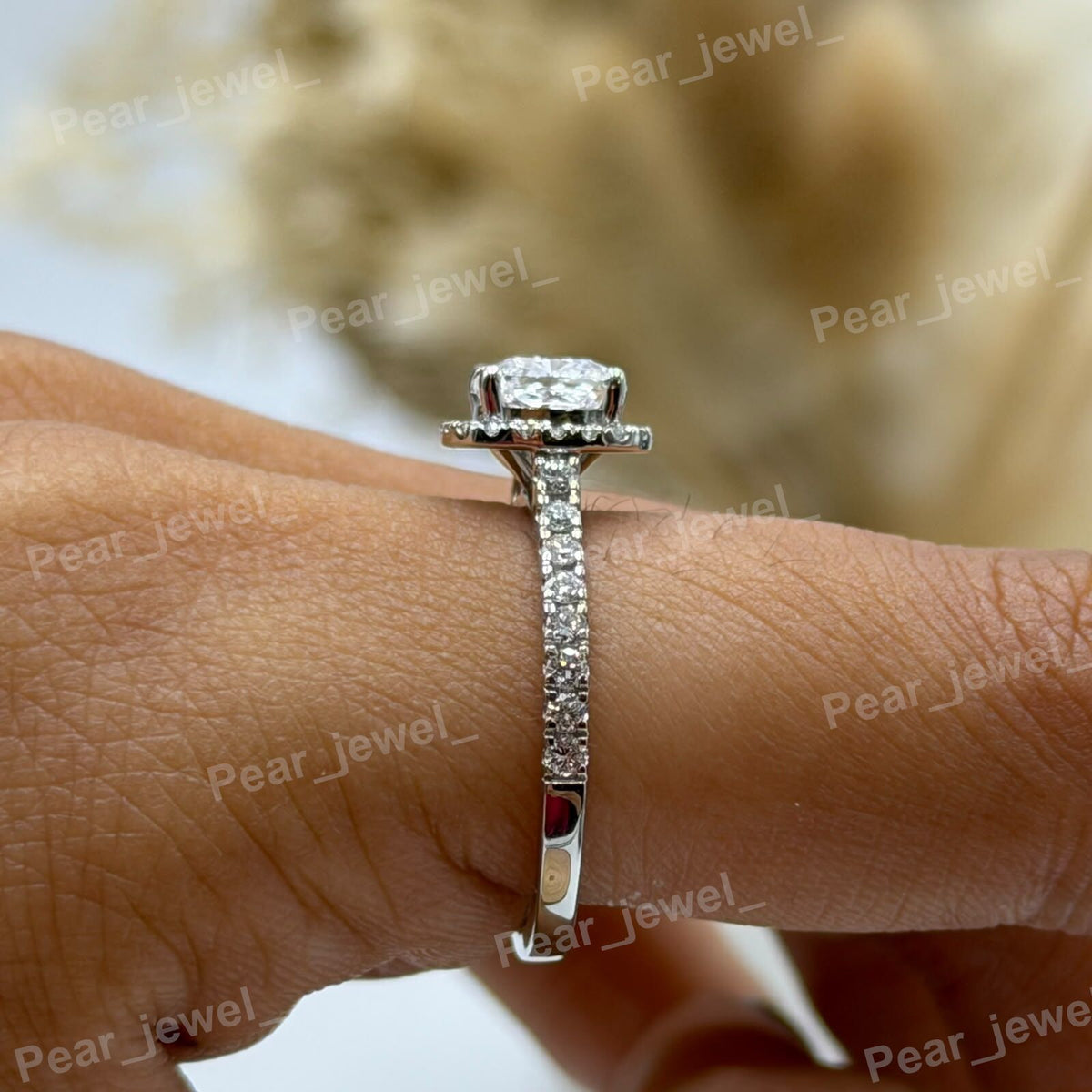 Iced Out 925 Sterling Silver Cushion Cut VVS Moissanite Sparkling Engagement Wear Ring For Women