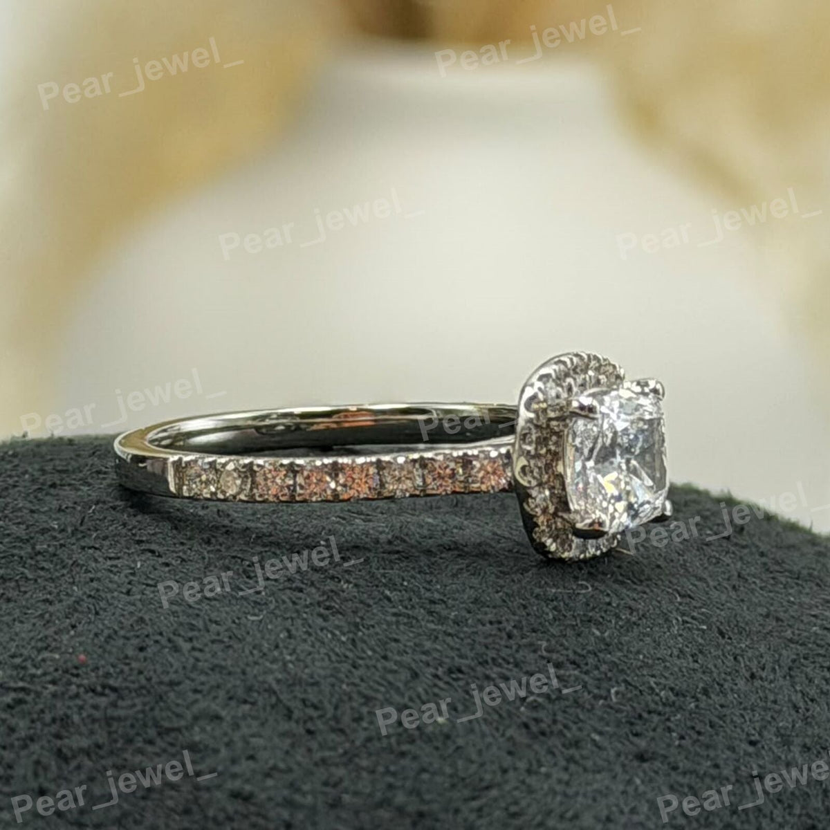 Iced Out 925 Sterling Silver Cushion Cut VVS Moissanite Sparkling Engagement Wear Ring For Women