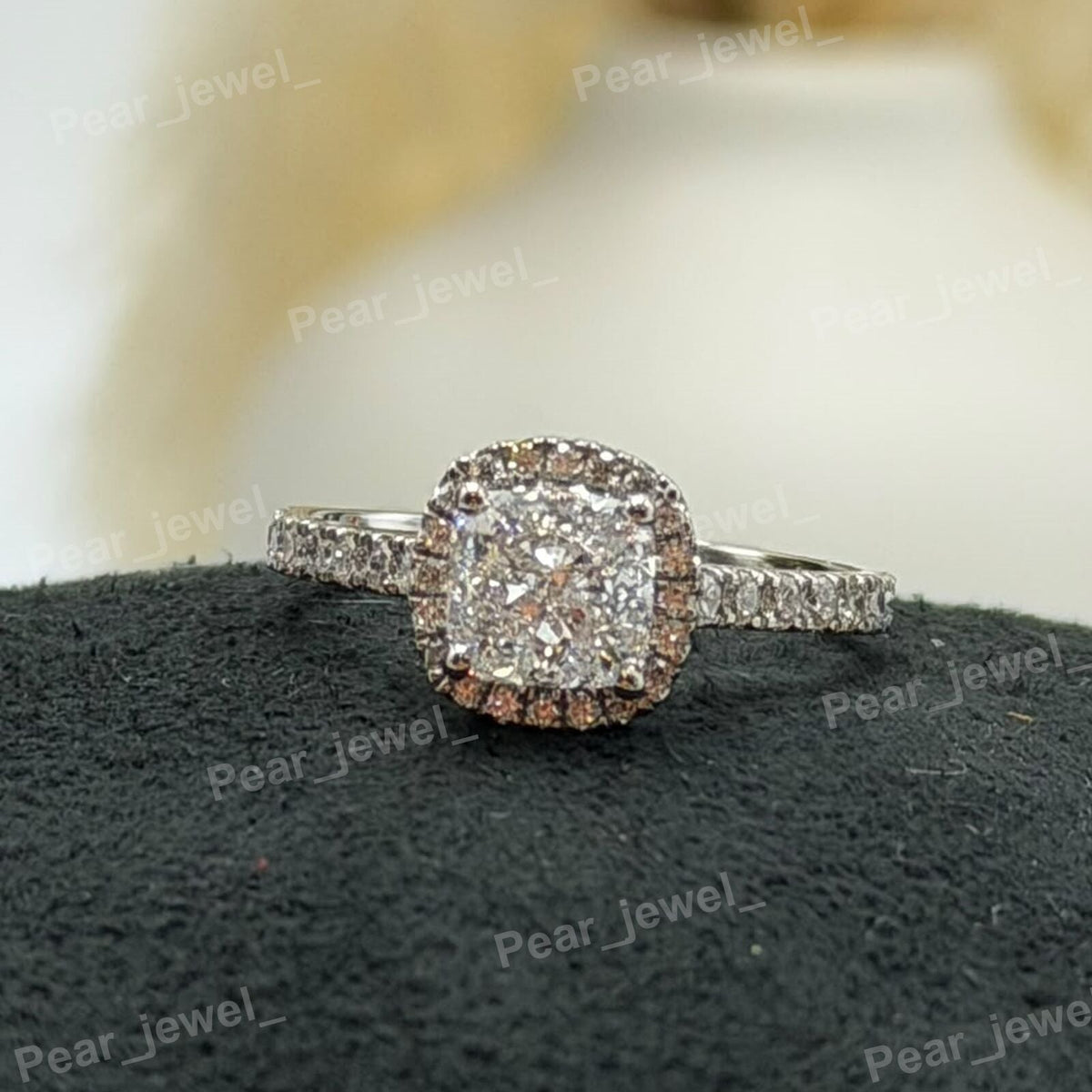 Iced Out 925 Sterling Silver Cushion Cut VVS Moissanite Sparkling Engagement Wear Ring For Women