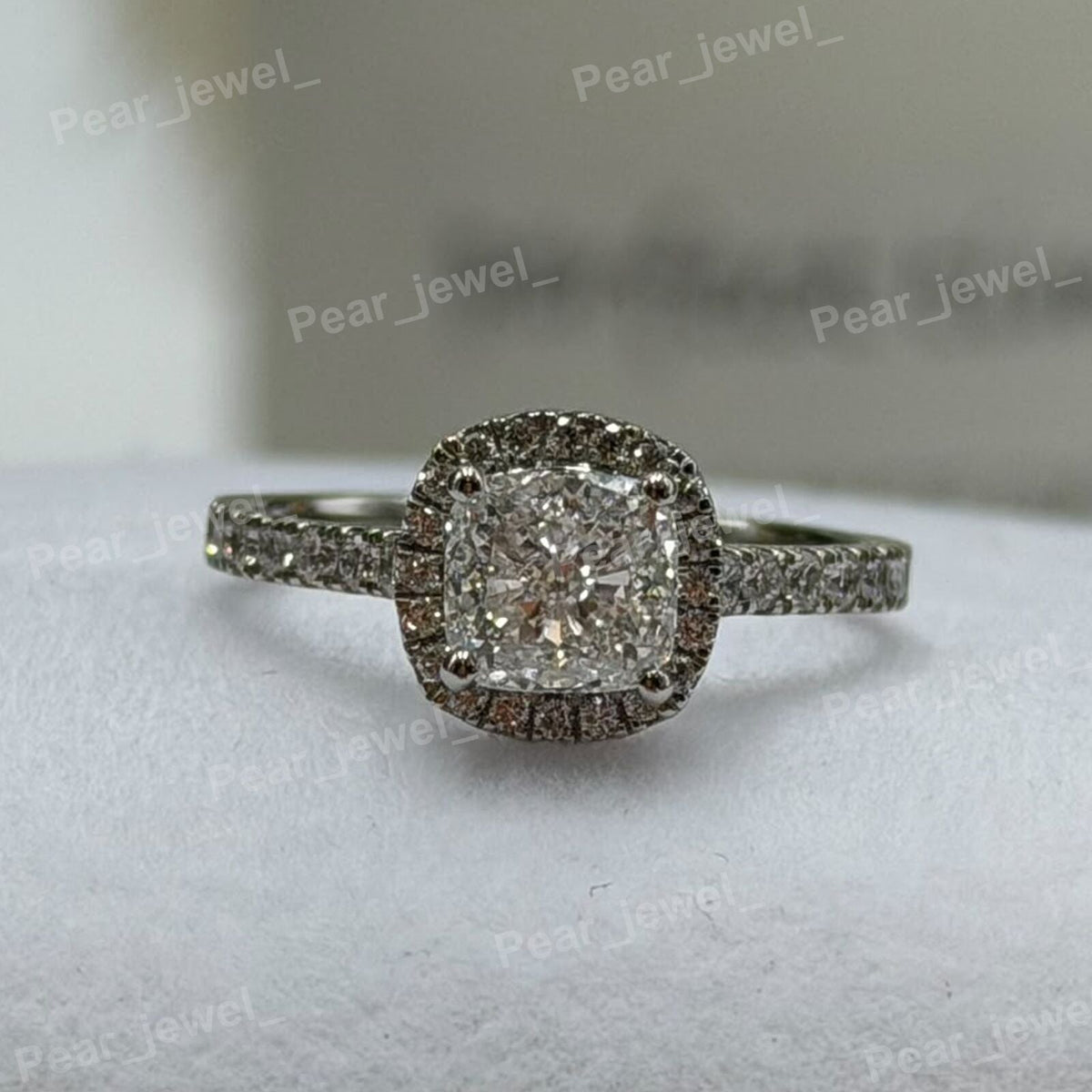 Iced Out 925 Sterling Silver Cushion Cut VVS Moissanite Sparkling Engagement Wear Ring For Women