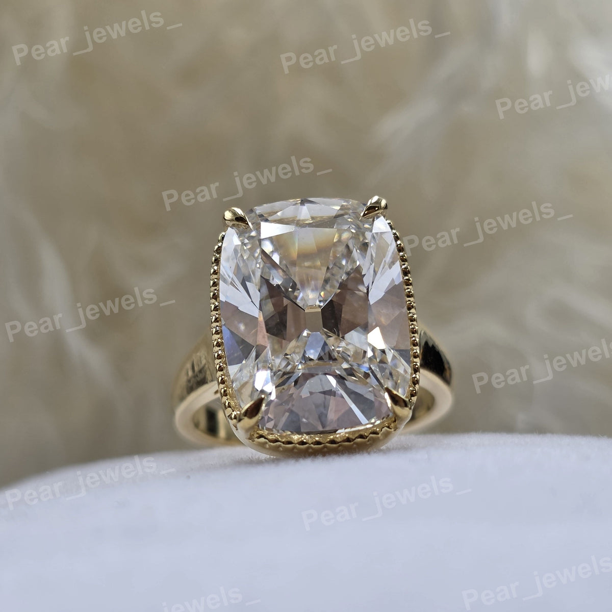 Cushion Cut Sparkling VVS Moissanite Fancy 925 Silver Ring Women Wear
