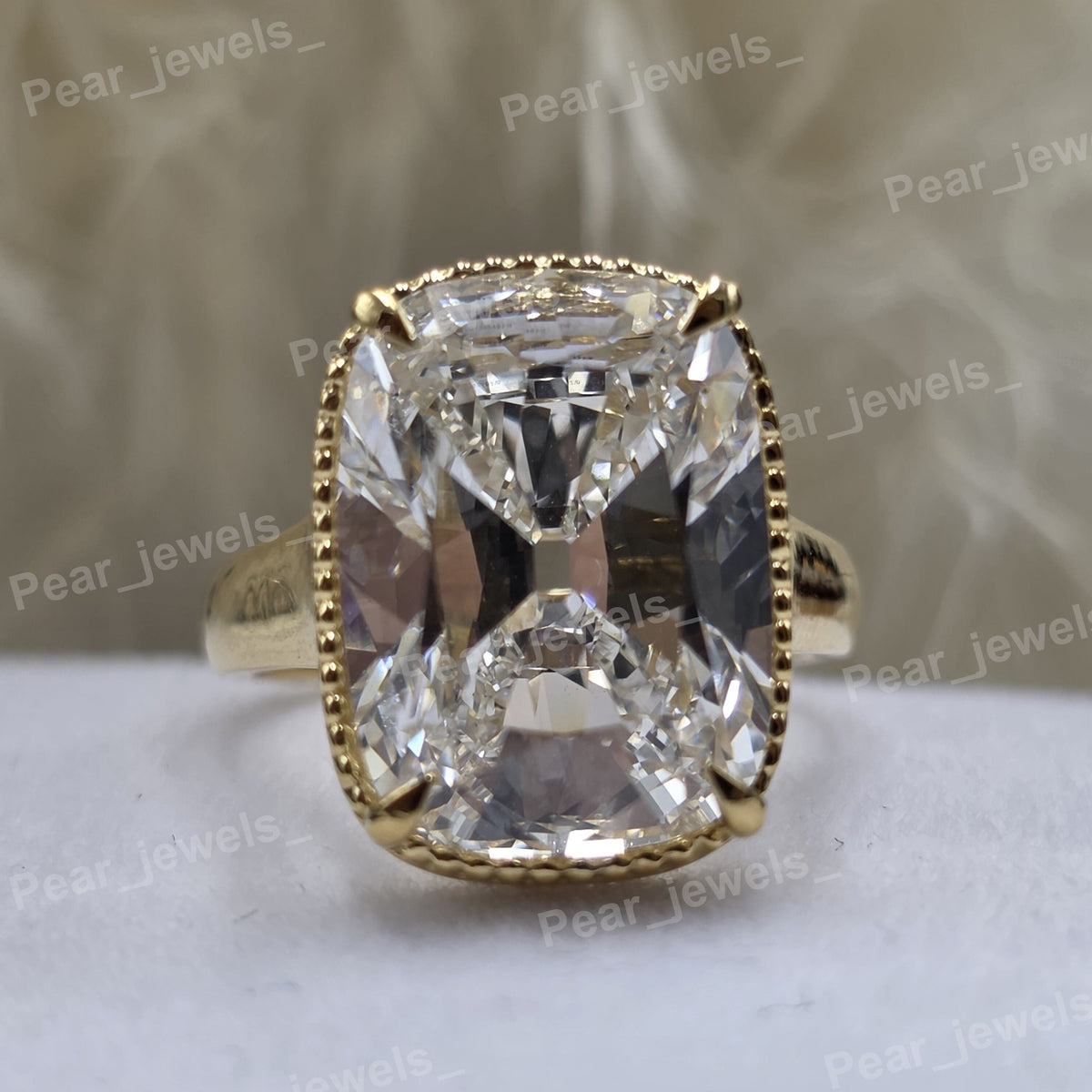 Cushion Cut Sparkling VVS Moissanite Fancy 925 Silver Ring Women Wear