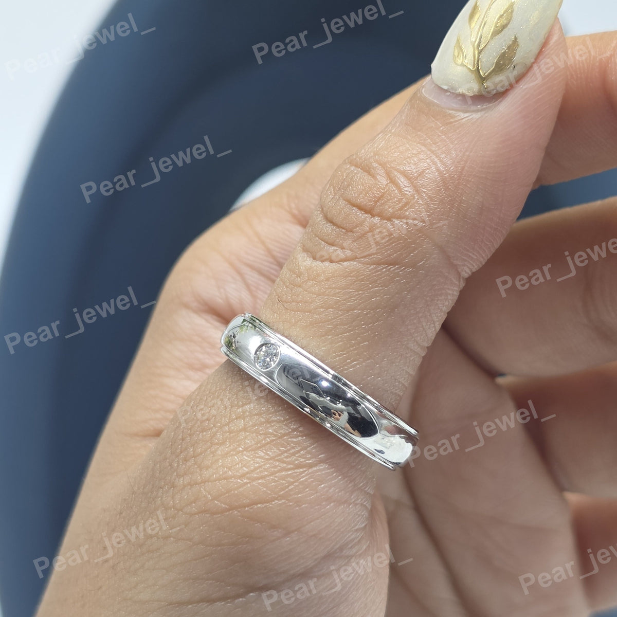 925 Sterling Silver Moissanite Diamond Wedding Band For Men's Wear & Gift