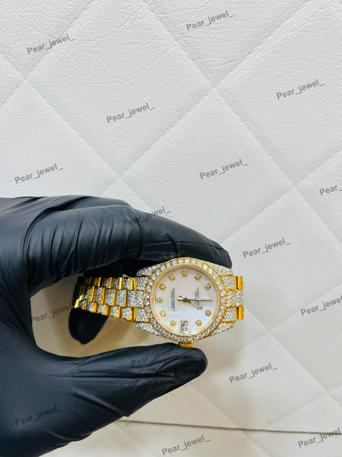Moissanite Diamond Iced Out Rhodium Plated  Luxury Roman Dial Bling Watch