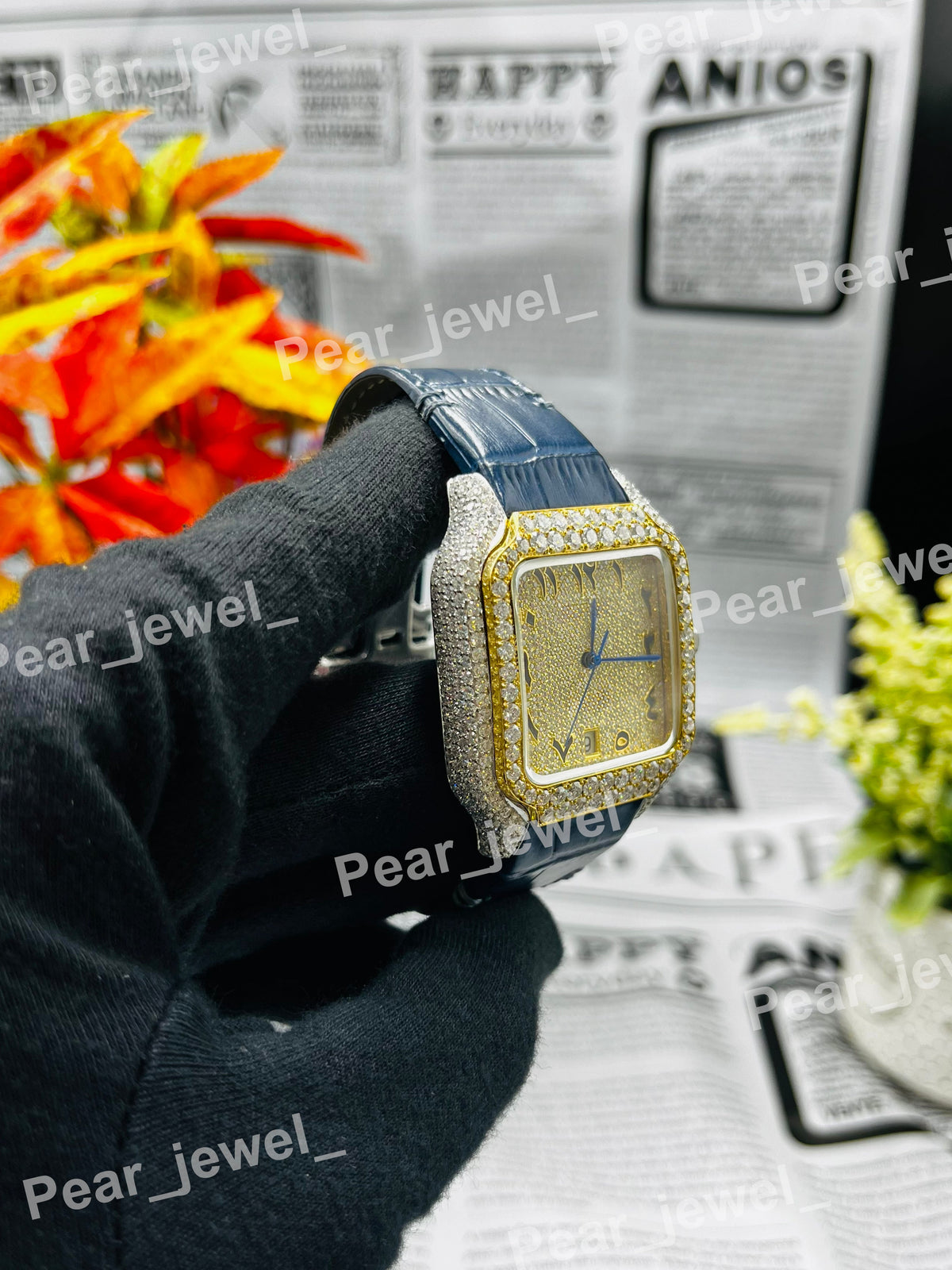 Iced Out Stainless Steel VVS Moissanite Diamond Hip Hop Wrist Watch