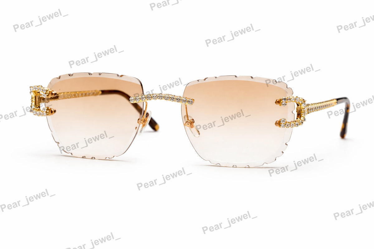 925 Silver Iced Out Rimless Luxury Cut Moissanite Gradiant HipHop Glasses