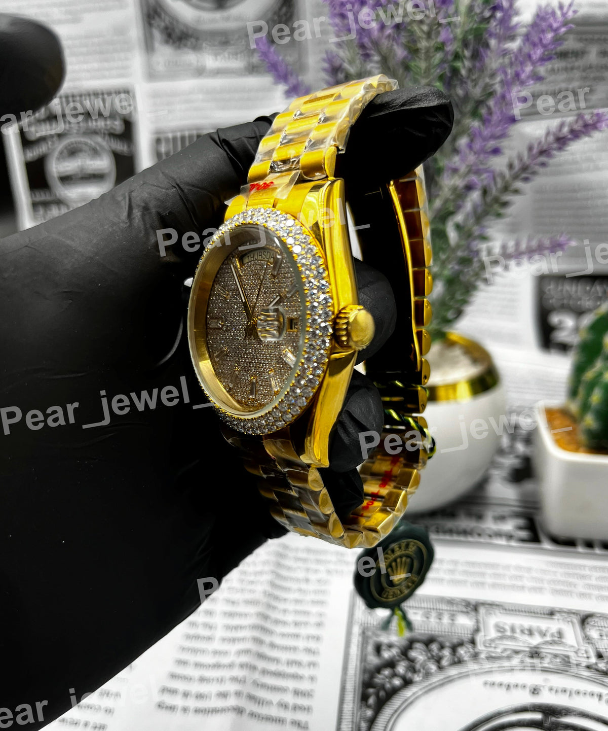 Stainless Steel VVS Moissanite Diamond Bezel Watch For Unisex
