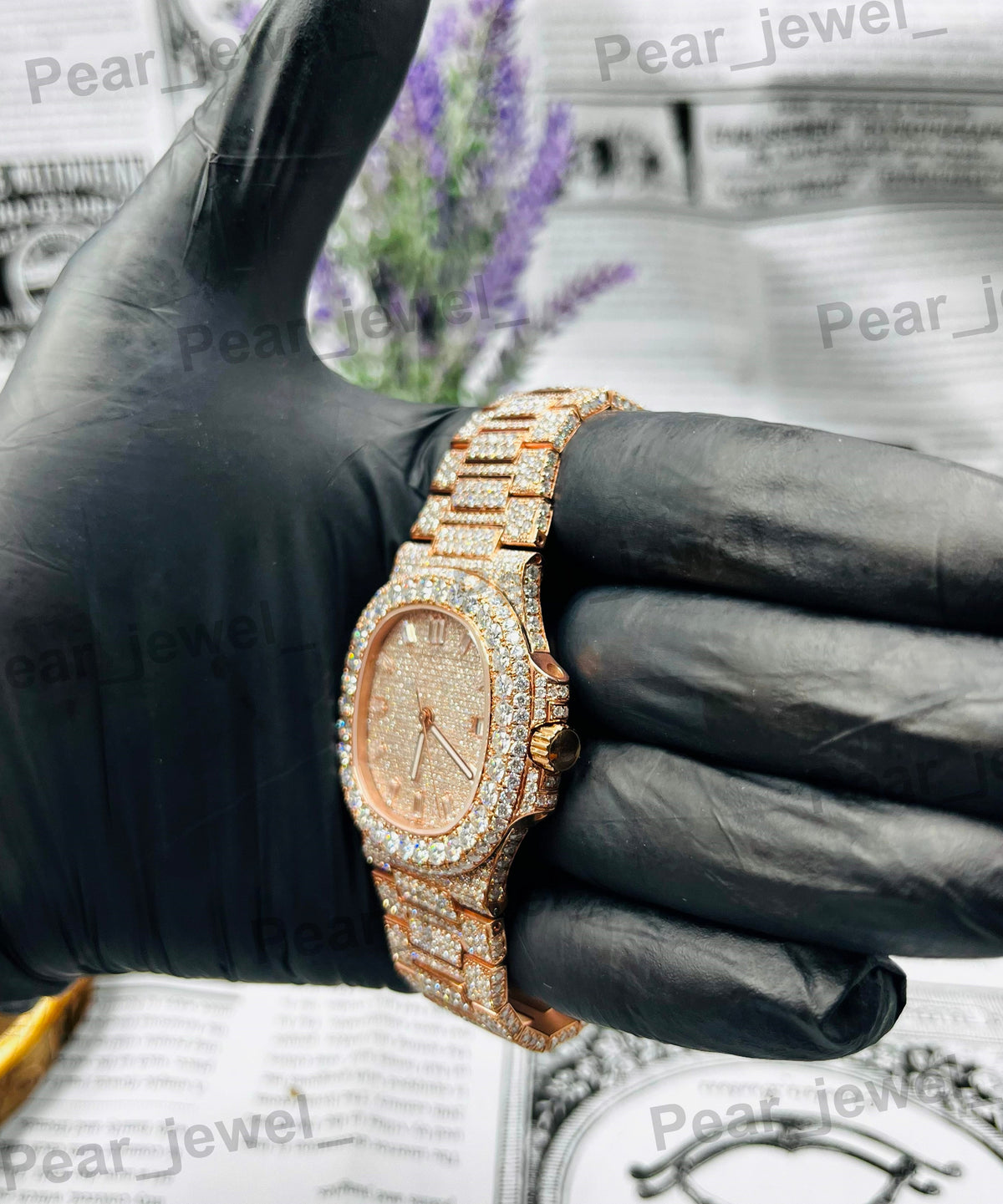 Iced Out VVS Moissanite Diamond Bust Dow Wrist Watch For Unisex