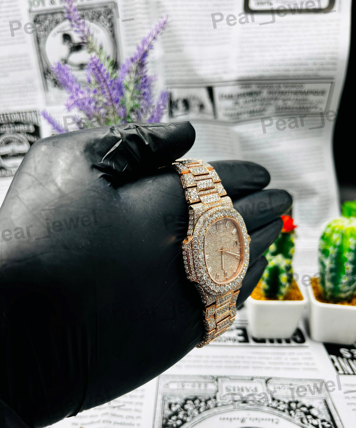 Iced Out VVS Moissanite Diamond Bust Dow Wrist Watch For Unisex