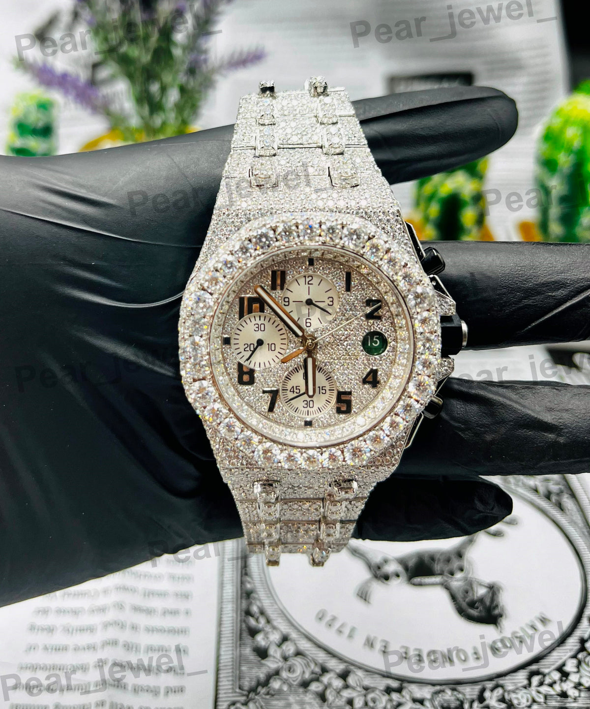 VVS Moissanite Stainless Steel Wrist Watch Iced Out HipHop For Unisex