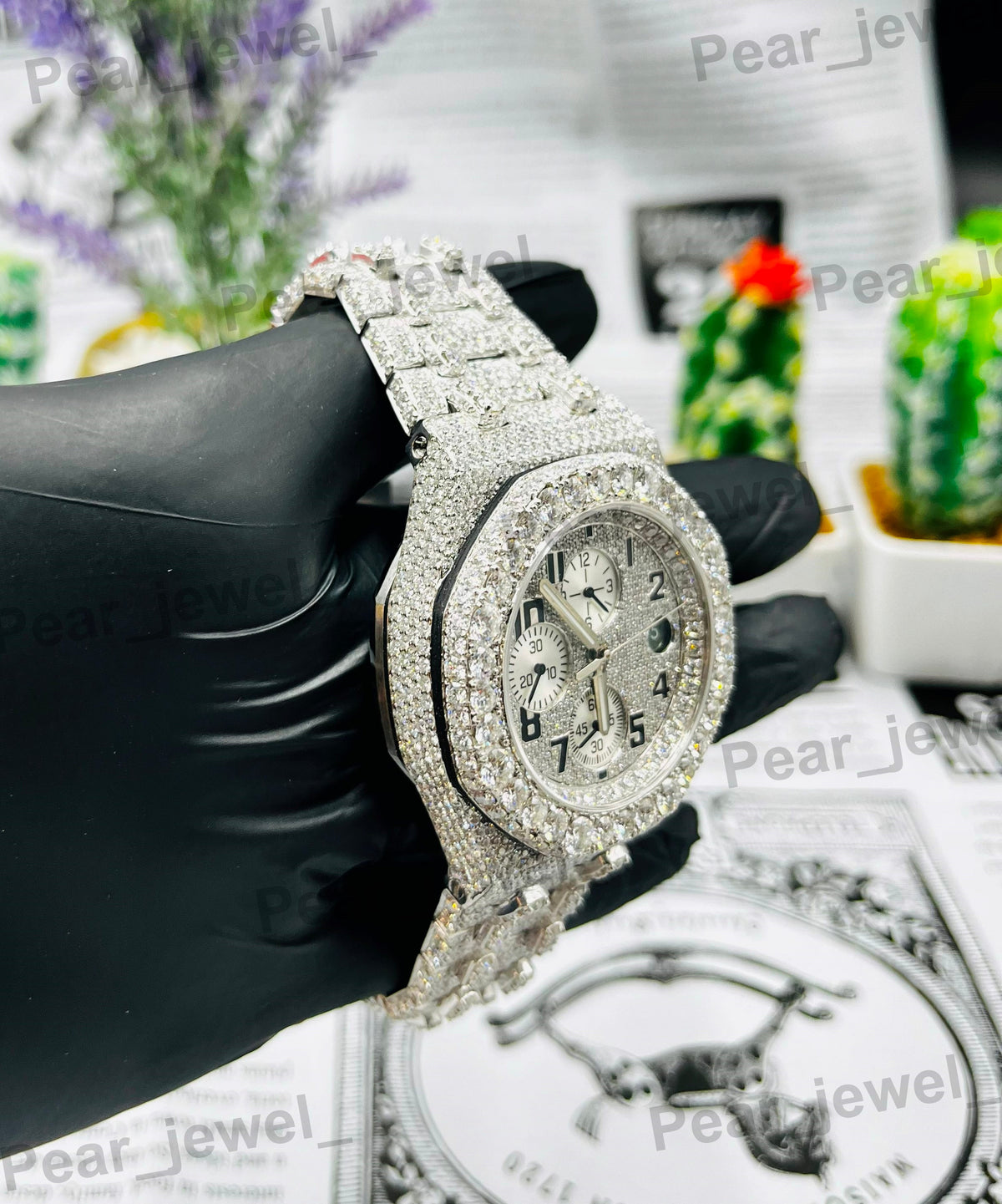 VVS Moissanite Stainless Steel Wrist Watch Iced Out HipHop For Unisex