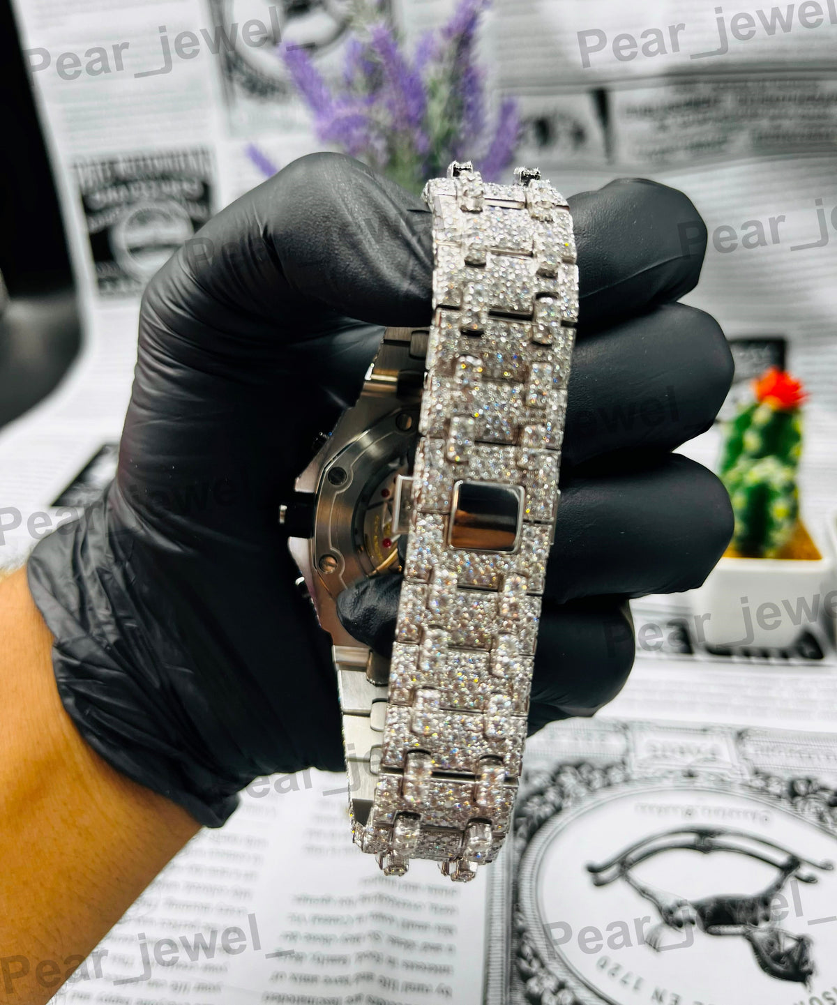 VVS Moissanite Stainless Steel Wrist Watch Iced Out HipHop For Unisex