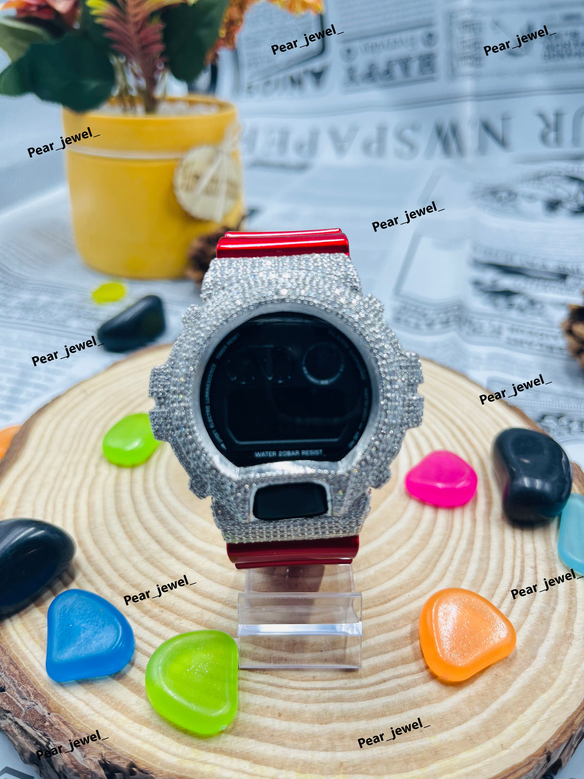 Iced Out Digital Watch Moissanite Diamond Look Bezel Luxury Street Style