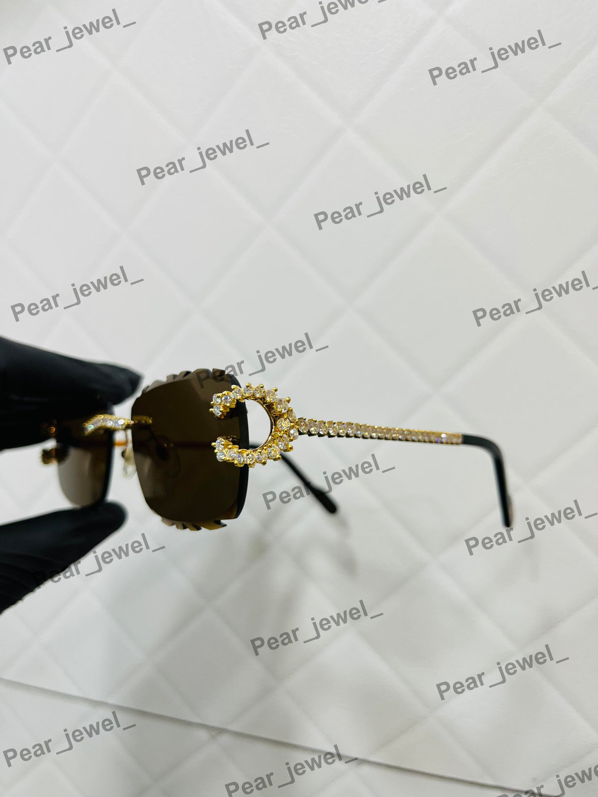 Iced Out VVS Moissanite Diamond Rimless Sunglasses 925 Silver HipHop Shades