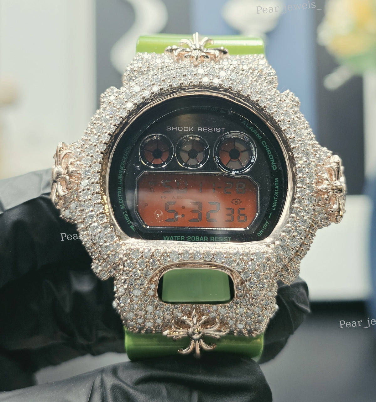 Hip Hop Statement Iced Out VVS Moissanite Party Wear Digital Watch