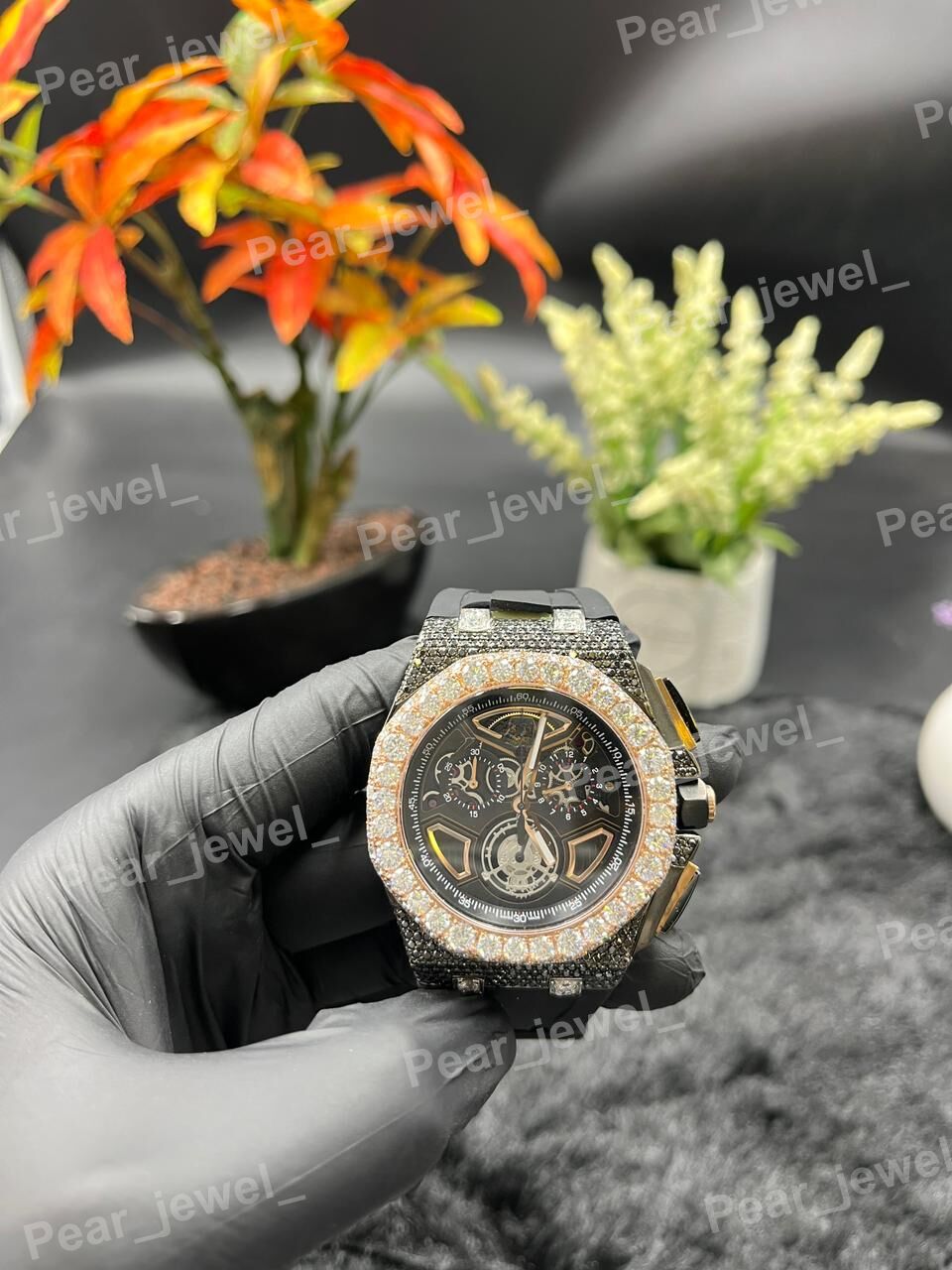 Stainless Steel Iced Out VVS Moissanite Diamond Chronograph Bust Down Watch