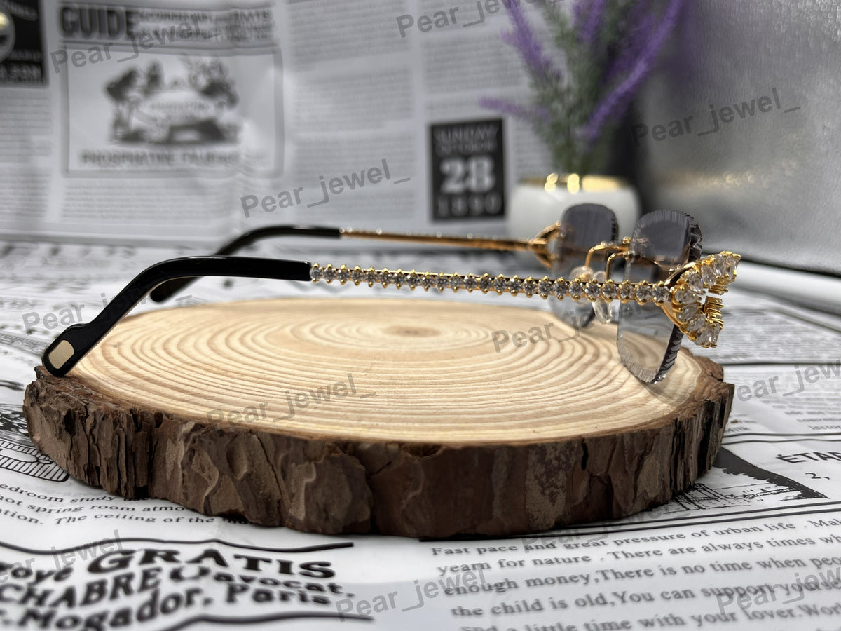 Iced Out VVS Moissanite Diamond Rimless Luxury Eyewear Sunglasses