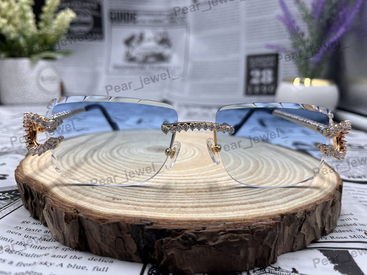 Iced Out VVS Moissanite Diamond Eyeglasses Luxury Square Frame Unisex Wear