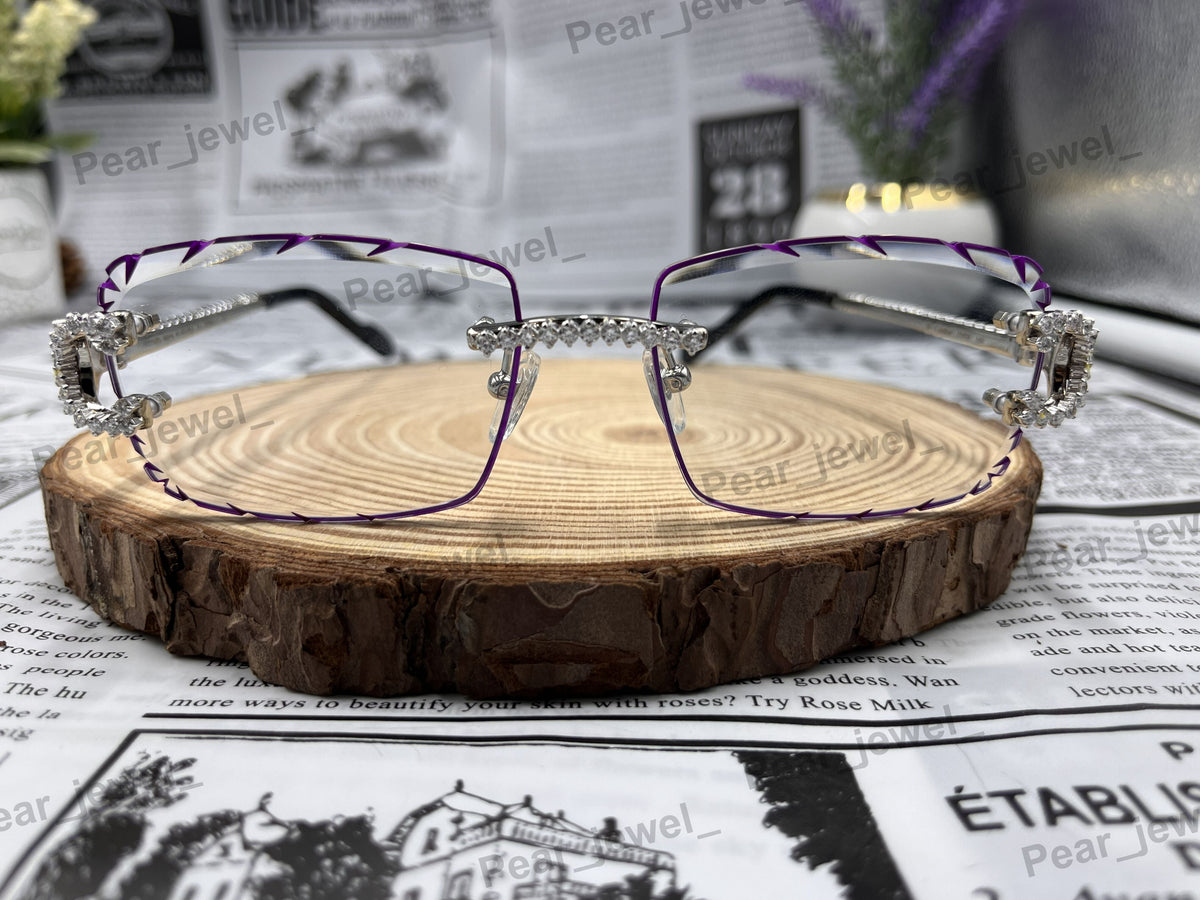 Iced Out VVS Moissanite Diamond Glasses Unisex Wear Rimless Sunglasses