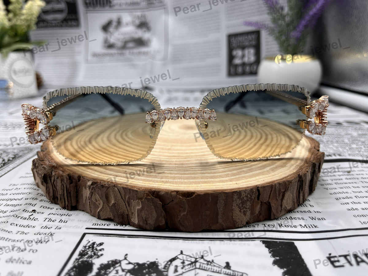 Iced Out Luxury Rimless VVS Moissanite Diamond Statement Sunglasses For Unisex wear
