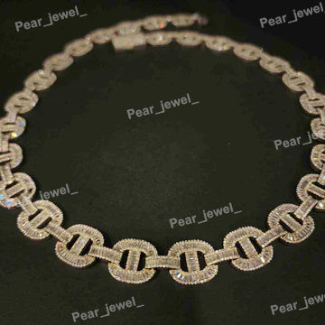 925 Sterling Silver VVS Baguette & Round Moissanite Diamond Necklace