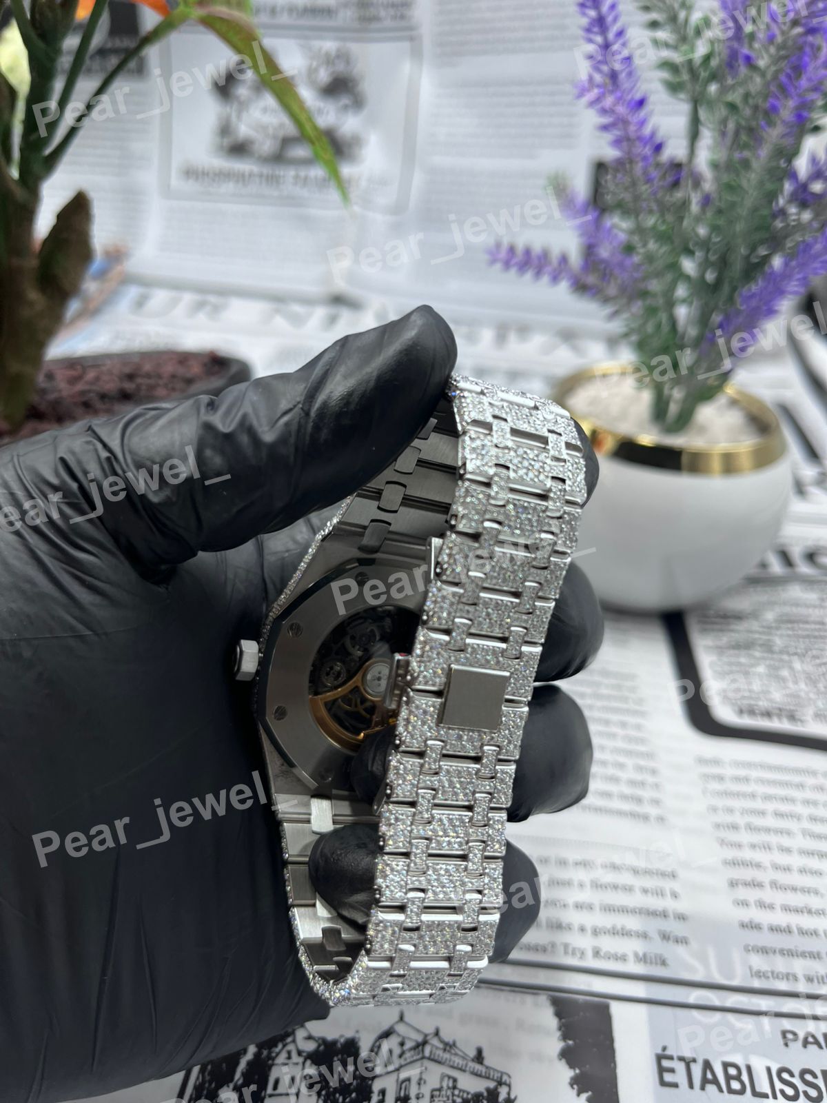 Iced Out VVS Moissanite Diamond with Stainless Steel Watch