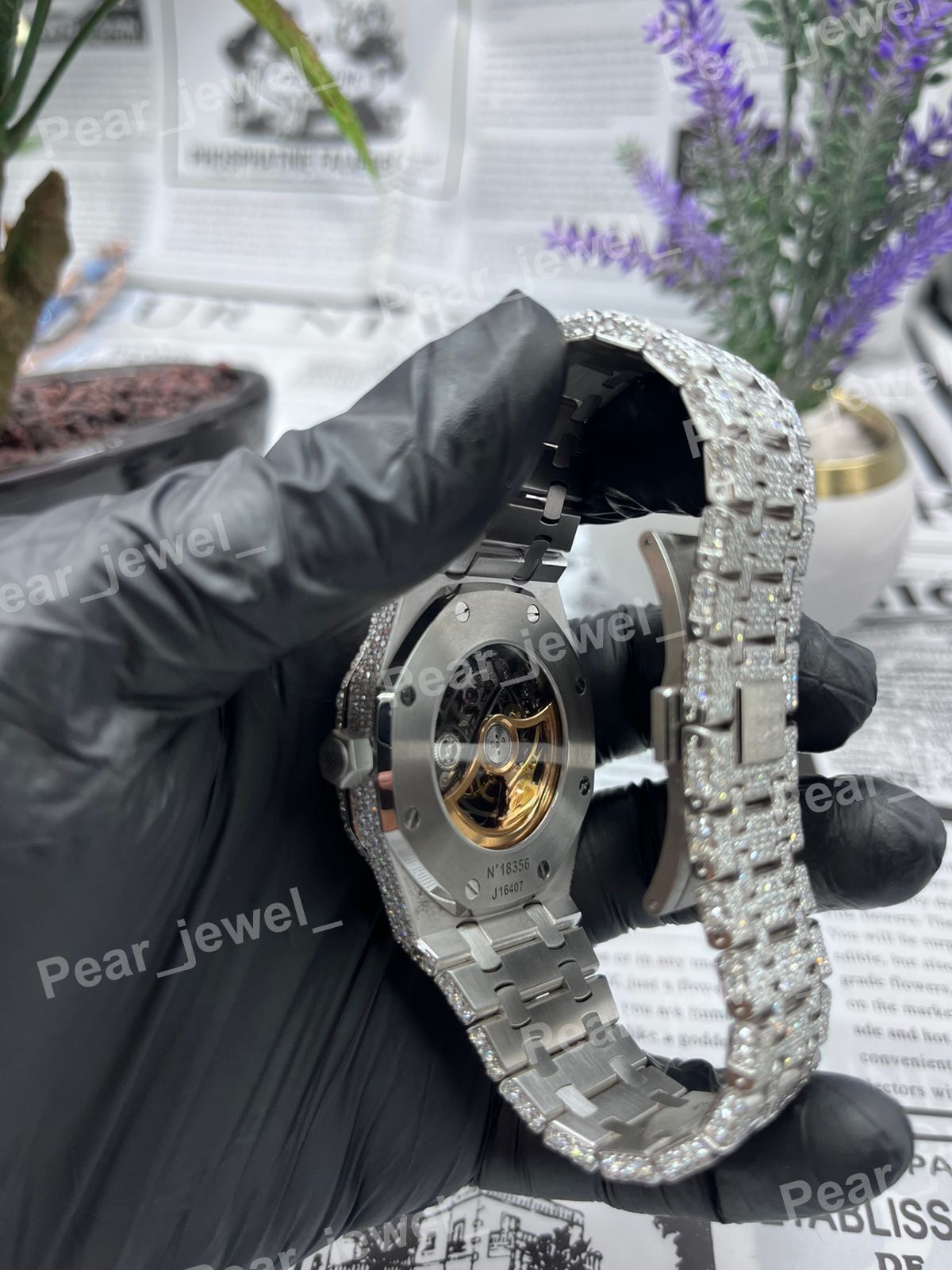 Iced Out VVS Moissanite Diamond with Stainless Steel Watch