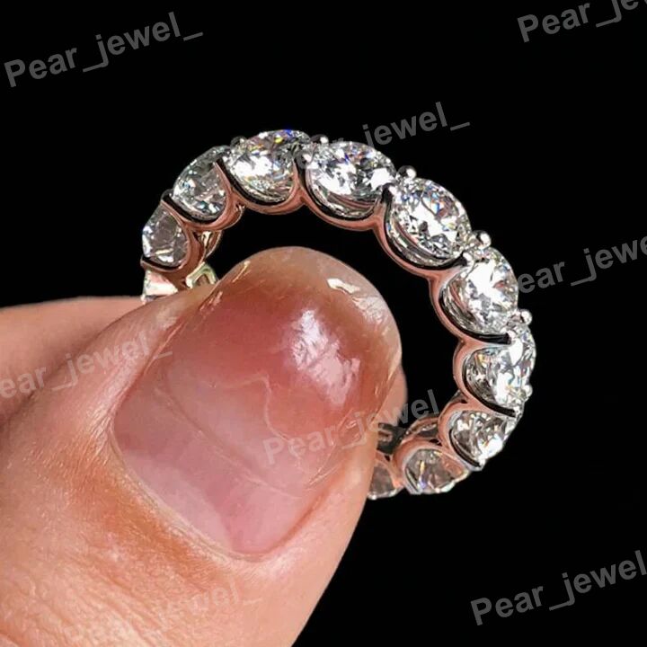 925 sterling Silver Iced Out Moissanite Diamond Eternity Band