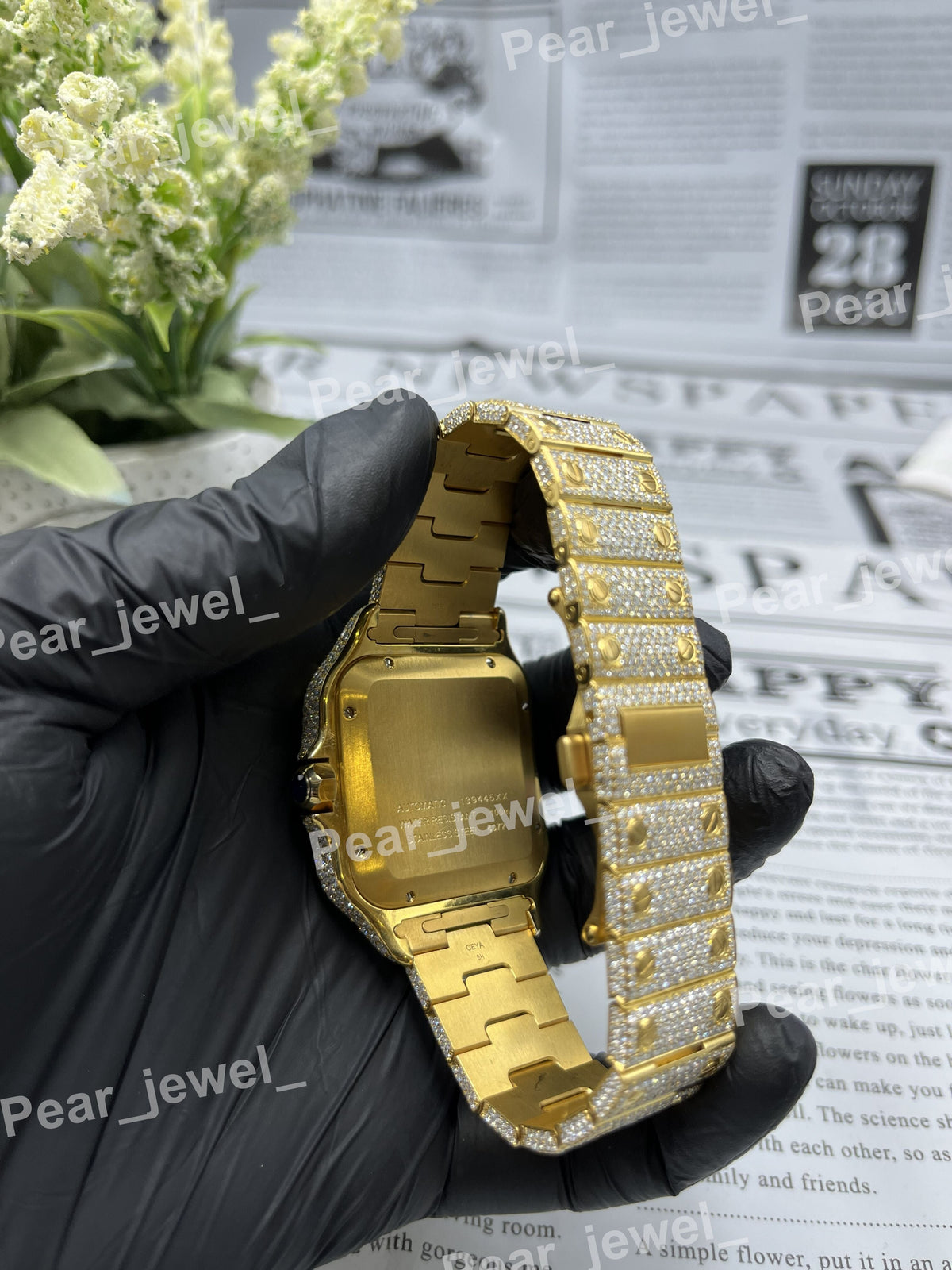 Stainless Steel Iced Out VVS Moissanite Diamond Bust  down Watch