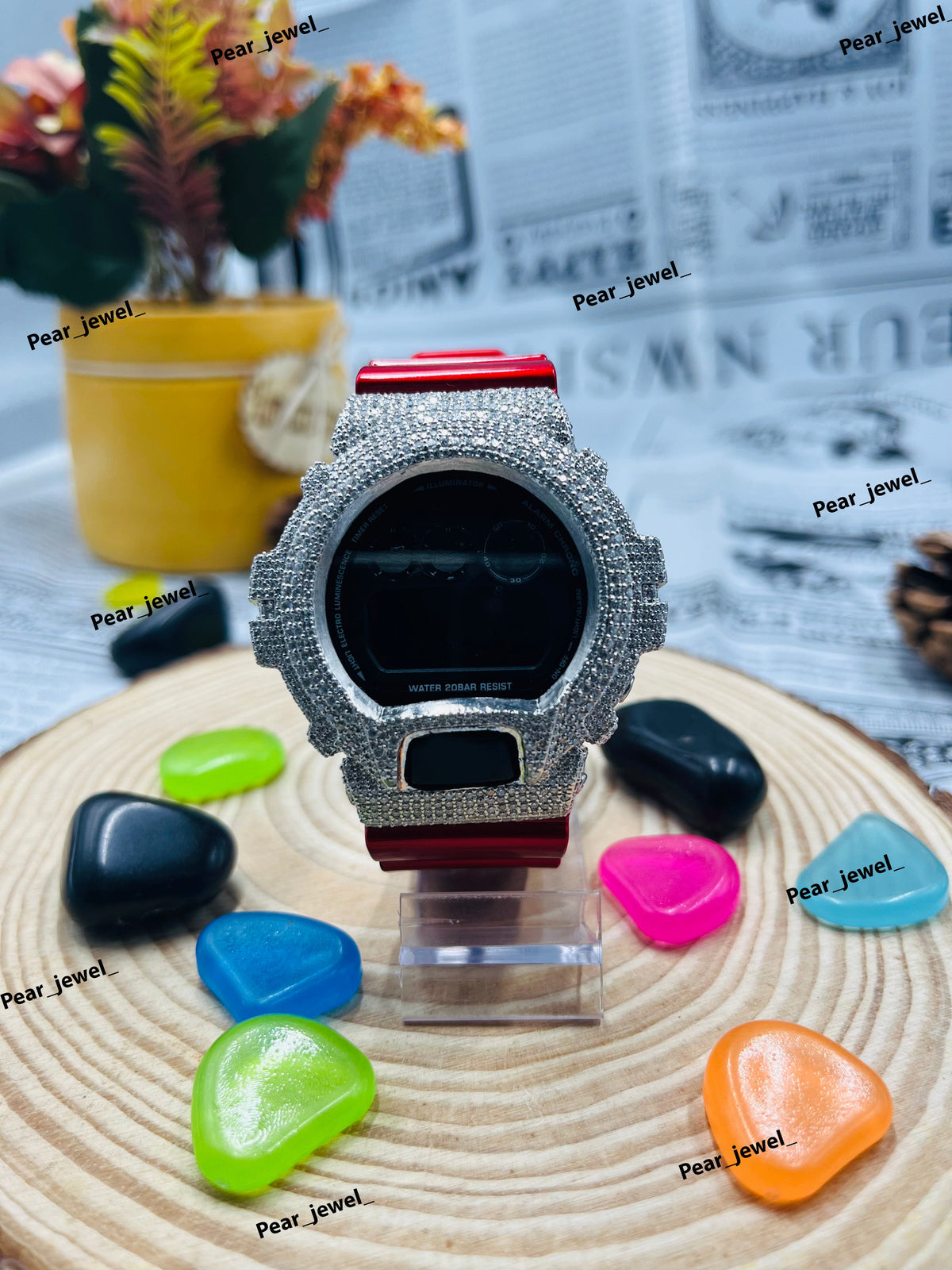 Iced Out Digital Watch Moissanite Diamond Look Bezel Luxury Street Style