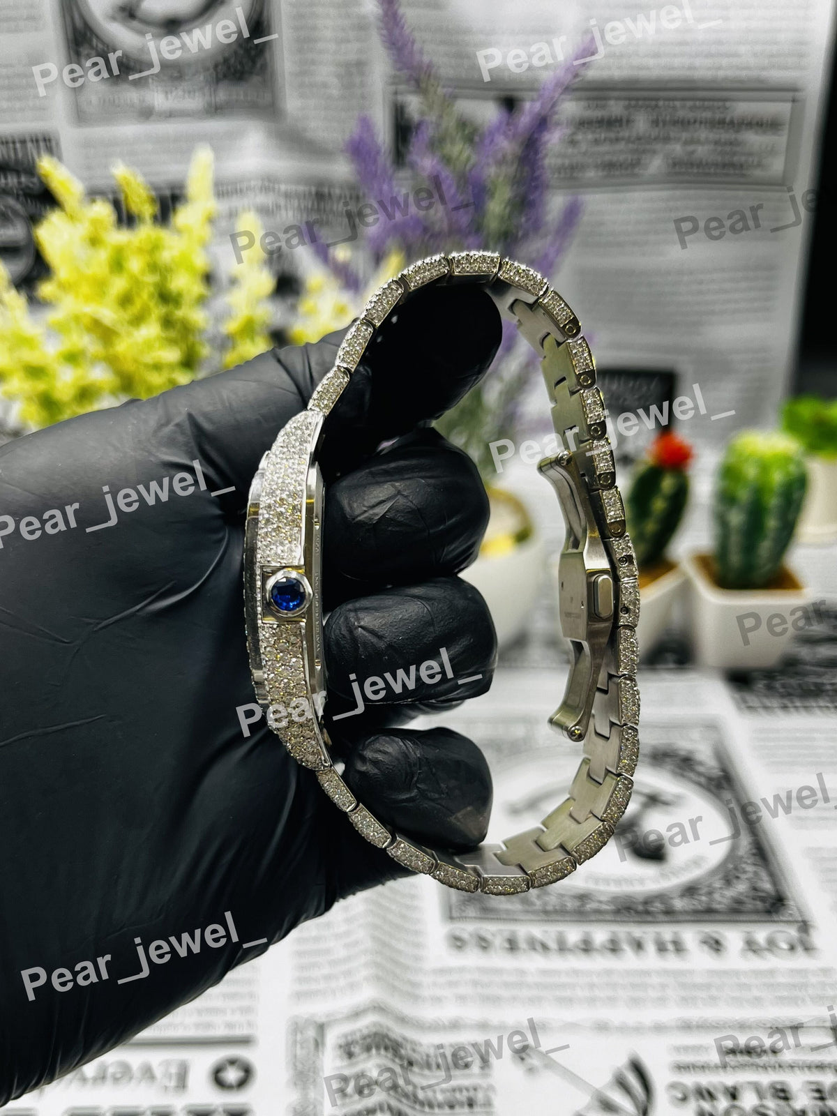 Iced Out Skeleton Stainless Steel VVS Moissanite Diamond Wrist Watch