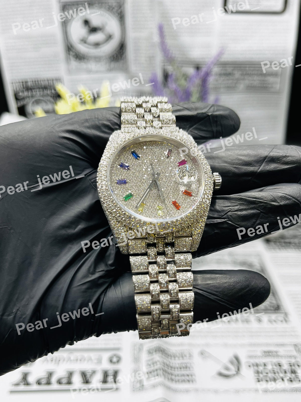 Iced Out Stainless Steel VVS Moissanite Diamond Wrist Watch