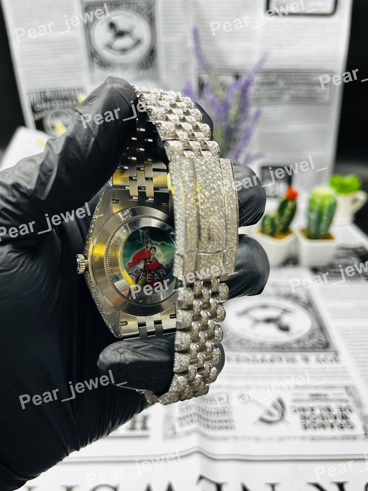 Iced Out Stainless Steel VVS Moissanite Diamond Wrist Watch