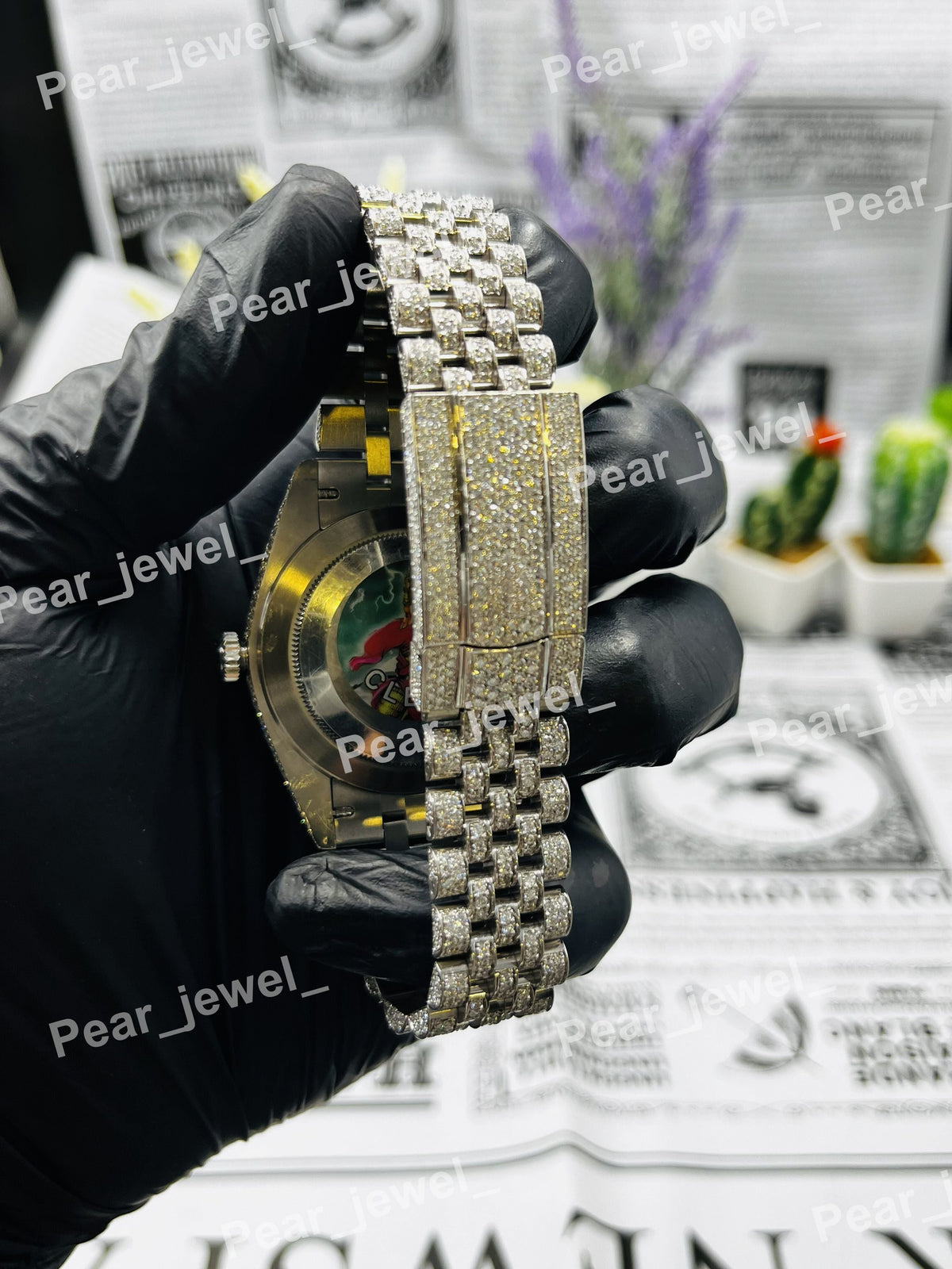 Iced Out Stainless Steel VVS Moissanite Diamond Wrist Watch