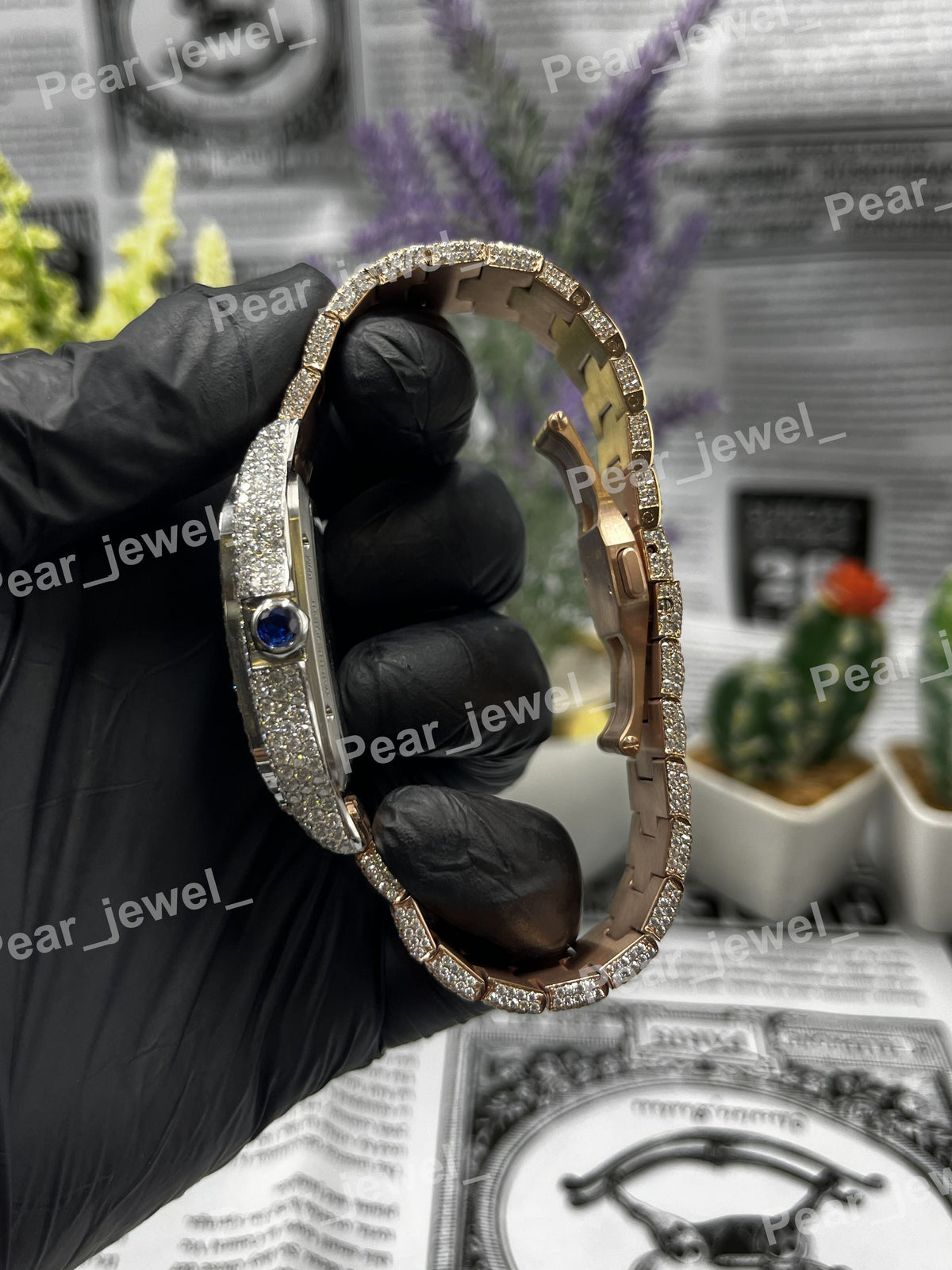 VVS Moissanite Diamond Skeleton Iced Out Stainless Steel Wrist Watch