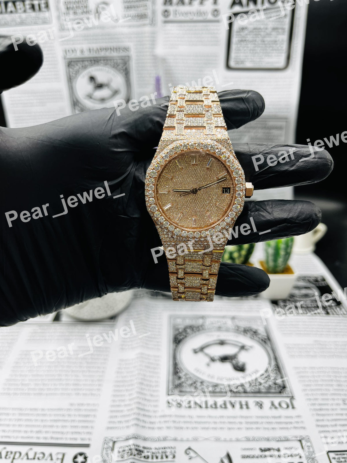 Stainless Steel Iced Out VVS Moissanite Diamond Bust Down watch For Men Wear