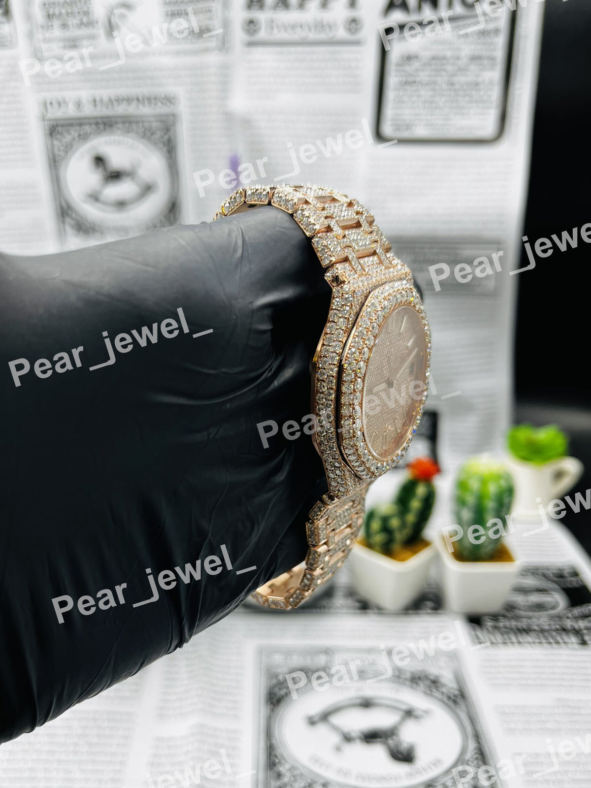 Stainless Steel Iced Out VVS Moissanite Diamond Bust Down watch For Men Wear