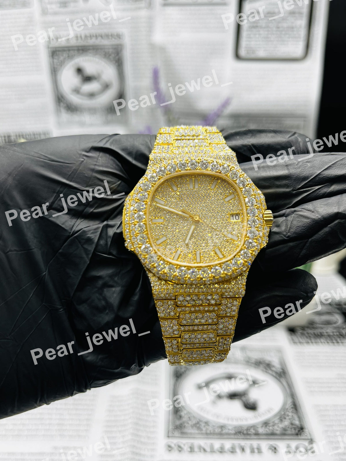 Iced Out VVS Moissanite Diamond Hip Hop Luxury Stainless Steel Bust Down Watch
