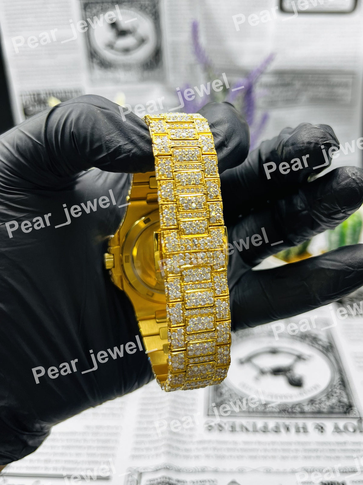 Iced Out VVS Moissanite Diamond Hip Hop Luxury Stainless Steel Bust Down Watch