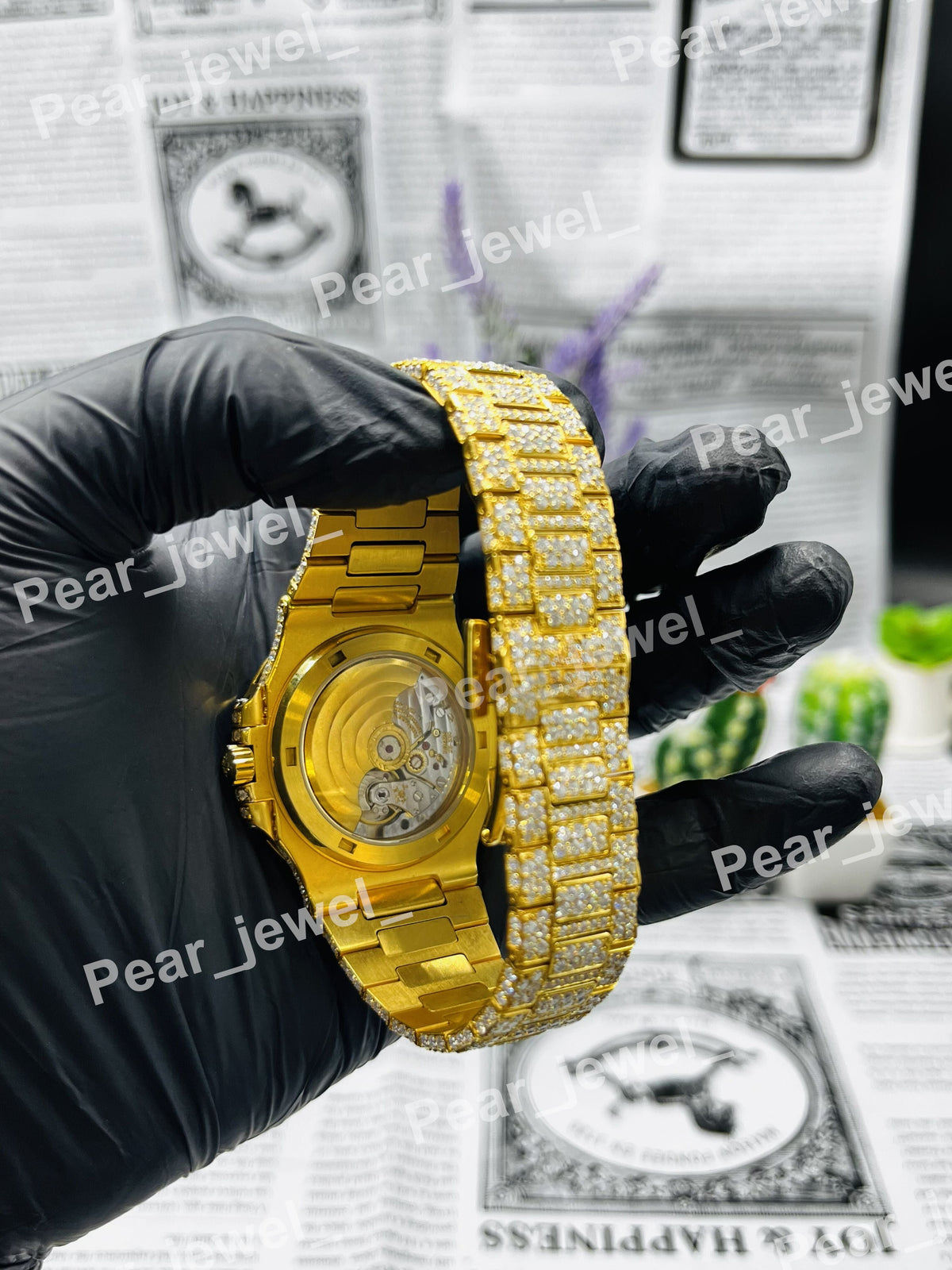 Iced Out VVS Moissanite Diamond Hip Hop Luxury Stainless Steel Bust Down Watch