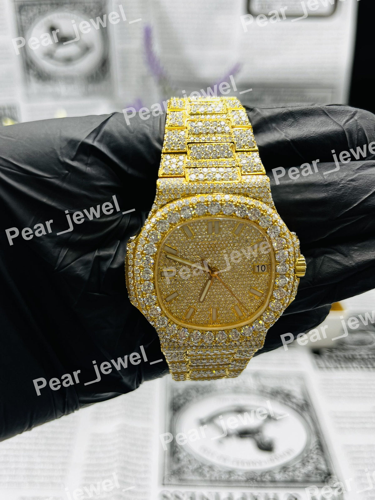 Iced Out VVS Moissanite Diamond Hip Hop Luxury Stainless Steel Bust Down Watch