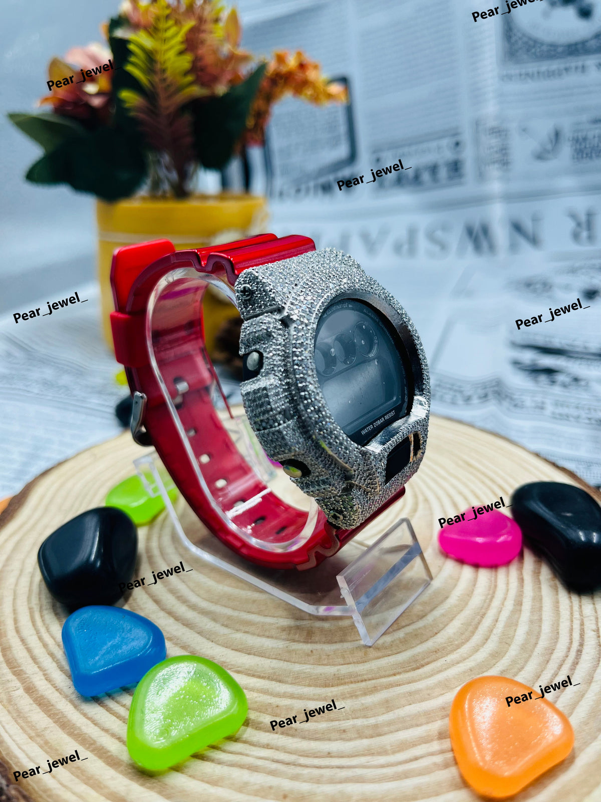 Iced Out Digital Watch Moissanite Diamond Look Bezel Luxury Street Style